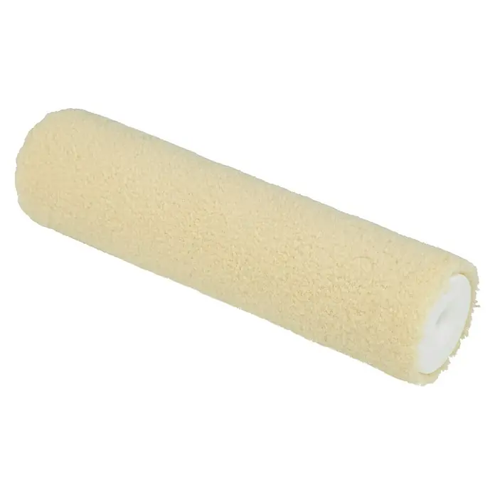 Profi Depot by Storch-Ciret Lackwalze K30 - Breite Walze: 15 cm, Bügelstärke: 6 mm, Sand - Nahaufnahme einer cremefarbenen Farbwalze mit flauschiger Textur, ideal für glatte Farbaufträge und Renovierungsarbeiten.