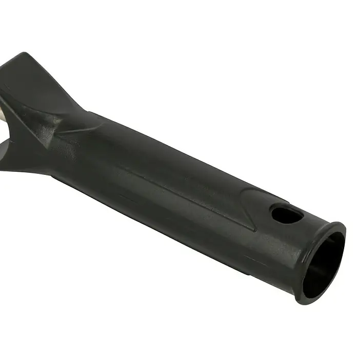 Lehnartz Farbroller Flexi - 11 cm, Stufenlos verstellbar - Detailaufnahme des schwarzen Kunststoffgriffs eines Werkzeugs, der Robustheit und Funktionalität verspricht. Ideal für Handwerker und Heimwerker.