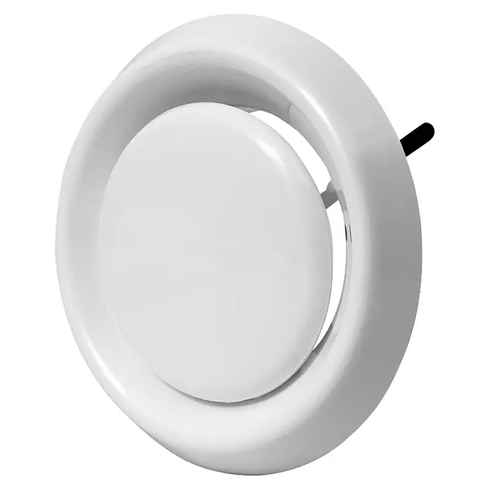 Odem Válvula de extracción PP - Diámetro: 12,5 cm - Un difusor de aire circular blanco para ventilación o aire acondicionado en habitaciones. El diseño redondo es sencillo.
