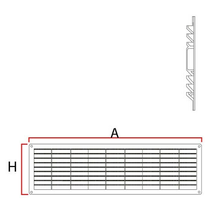Rejilla de ventilación (23 x 63 cm, Plástico)