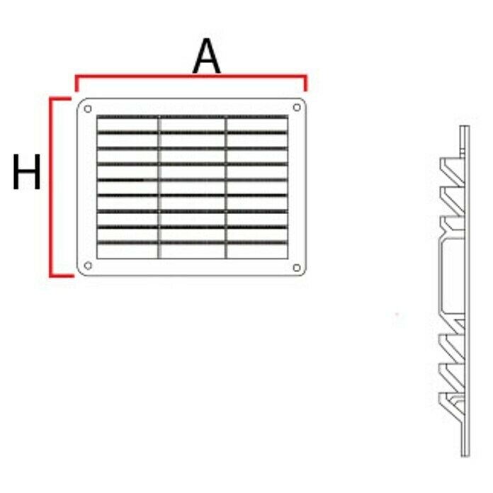 Rejilla de ventilación (23 x 23 cm, Plástico)