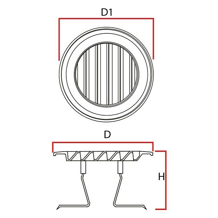 Rejilla de ventilación con muelle Ø12/16 (Diámetro: 12 cm, Plástico (ABS))