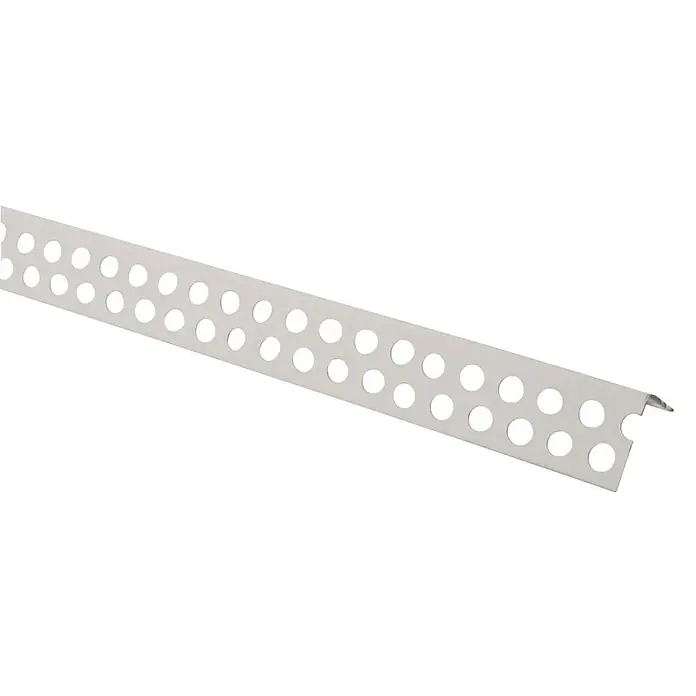 Odem Perfil angular PYL - L x An x Al: 2,6 m x 22 cm x 22 cm, Plástico, Blanco - Detalle de un perfil de yeso metálico perforado para crear bordes limpios y duraderos. Perfecto para aplicaciones interiores y exteriores.