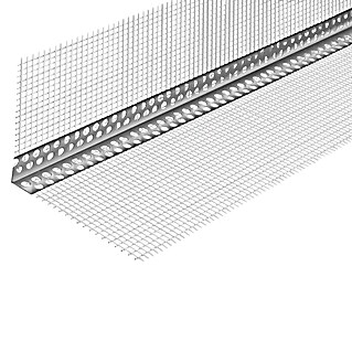 Odem Perfil angular con malla (L x An x Al: 2,5 m x 120 mm x 80 mm, Aluminio, Blanco)