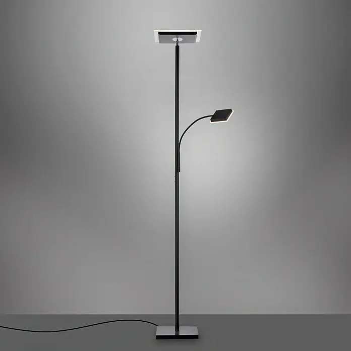 Just Light LED-Stehleuchte Hans - 31,5 W, Höhe: 190 cm, Schwarz, Warmweiß - Moderne Stehlampe in Schwarz mit zwei quadratischen Leuchten für ein stilvolles Ambiente.