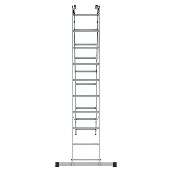 Krause Corda Sprossen-Mehrzweckleiter (Arbeitshöhe: 7 m, 3 x 10 Sprossen, Aluminium, Treppengängig)