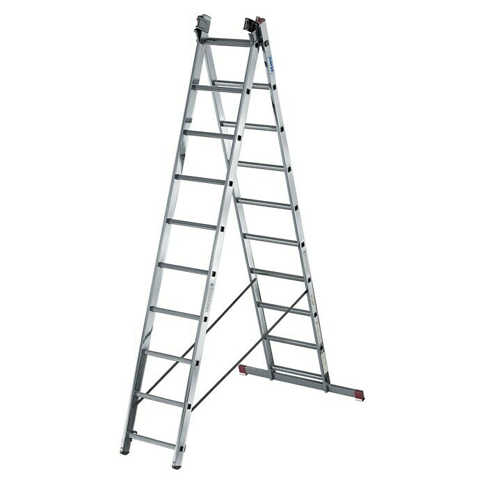 Krause Corda Sprossen-Mehrzweckleiter (Arbeitshöhe: 7 m, 3 x 10 Sprossen, Aluminium, Treppengängig)