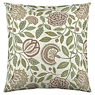 Cojín Floral (Verde, 45 x 45 cm, 100% algodón)