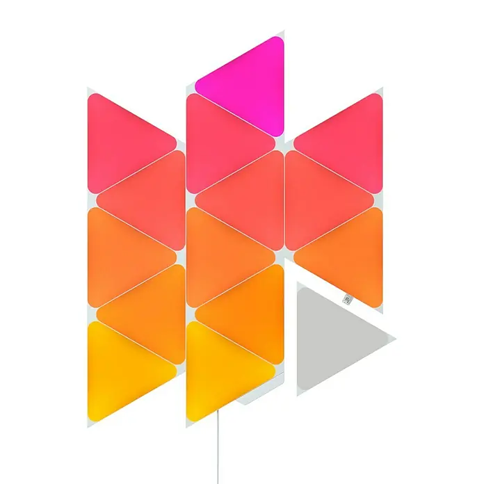 Nanoleaf Starterkit Shapes Triangles 15 Panels - 15 Stk., Weiß, RGBW, Triangles, Smart Home-fähig: Ja - Farbenfrohe dreieckige Nanoleaf-Lichtpaneele, die ein modernes und anpassbares Ambiente für jeden Raum schaffen.
