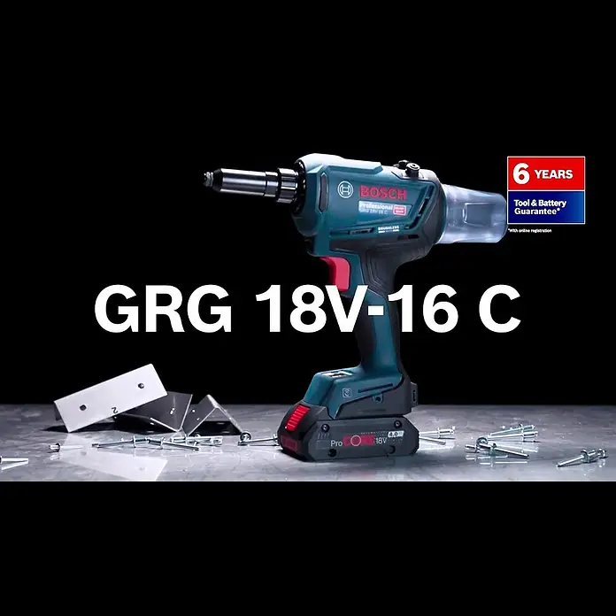 Bosch Professional AMPShare 18V Akku-Blindnietpistole GRG 18V-16 C - 18 V, Ohne Akku, Durchmesser: 3 mm - 6,4 mm, 5 -tlg. - NEW Bosch Cordless Rivet Gun: GRG 18V-16 C