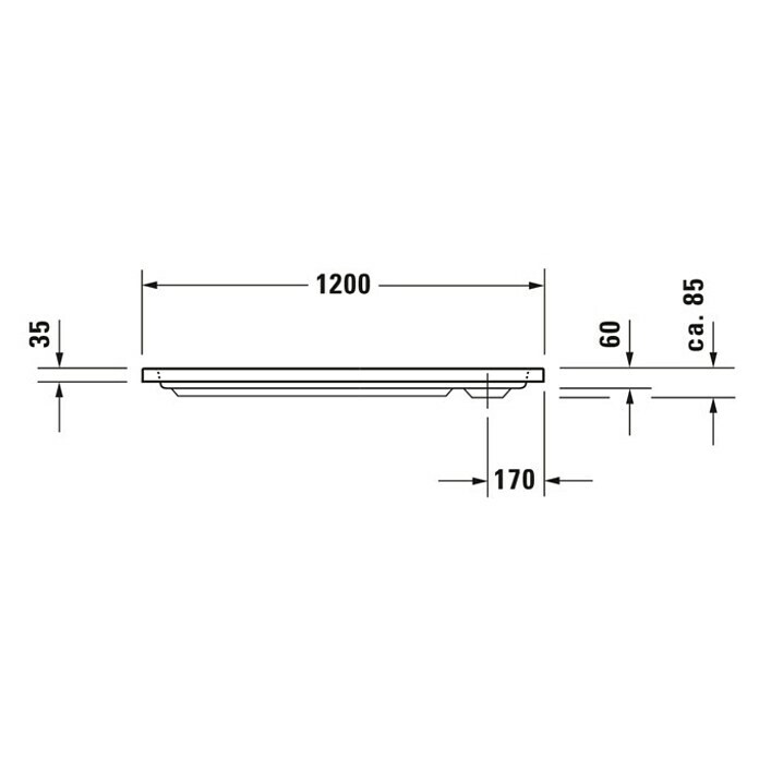 Duravit D-Code Duschwanne (120 x 70 cm, Mit Antirutsch-Oberfläche, Sanitäracryl, Weiß)