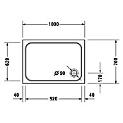 Duravit D-Code Duschwanne (100 x 70 cm, Mit Antirutsch-Oberfläche, Sanitäracryl, Weiß)