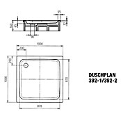 Kaldewei Duschwanne Duschplan 392-1 (100 x 100 cm, Ohne Styroporträger, Stahl-Email, Weiß)