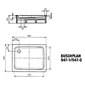 Kaldewei Duschwanne Duschplan 547-2  (90 x 70 cm, Mit Styroporträger, Stahl-Email, Weiß)