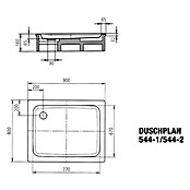 Kaldewei Duschwanne Duschplan 544-1 (90 x 80 cm, Ohne Styroporträger, Stahl-Email, Weiß)