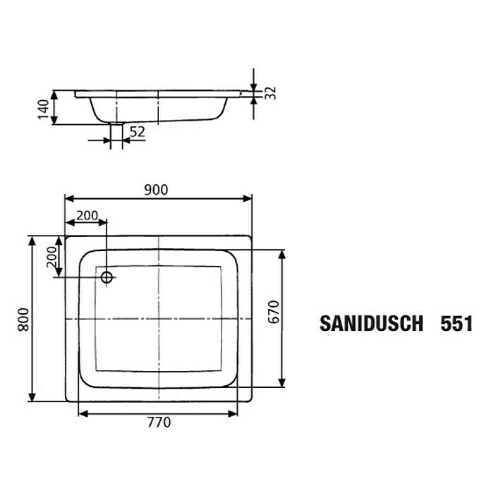 Kaldewei Duschwanne Sanidusch 551  (90 x 80 cm, Stahl-Email, Weiß)