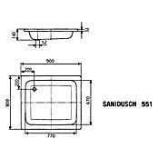 Kaldewei Duschwanne Sanidusch 551  (90 x 80 cm, Stahl-Email, Weiß)