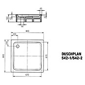 Kaldewei Duschwanne Duschplan 542-2  (80 x 80 cm, Mit Styroporträger, Stahl-Email, Weiß)