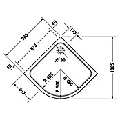 Duravit D-Code Duschwanne (90 x 90 cm, Ohne Antirutsch-Oberfläche, Viertelrund, Sanitäracryl, Weiß)