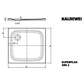 Kaldewei Duschwanne Superplan 385-1  (80 x 75 cm, Ohne Styroporträger, Stahl-Email, Weiß)