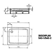 Kaldewei Duschwanne Duschplan 543-1  (90 x 75 cm, Ohne Styroporträger, Stahl-Email, Weiß)