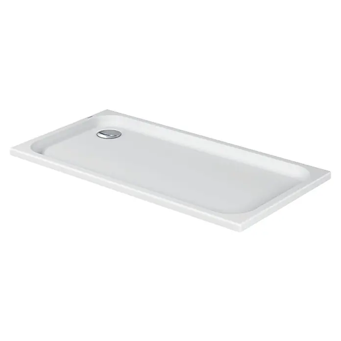 Duravit D-Code Duschwanne - L x B: 140 x 70 cm, Kunststoff, Weiß, Ohne Antirutsch-Oberfläche, Rechteckig - Rechteckige Duschwanne aus weißem Sanitäracryl mit flacher Bauhöhe und zentralem Abfluss für moderne Badezimmer.