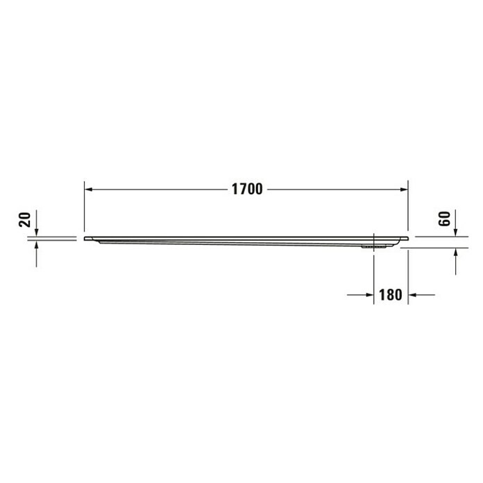 Duravit Duschwanne Starck Slimline (170 x 90 cm, Mit Antirutsch-Oberfläche, Sanitäracryl, Weiß)