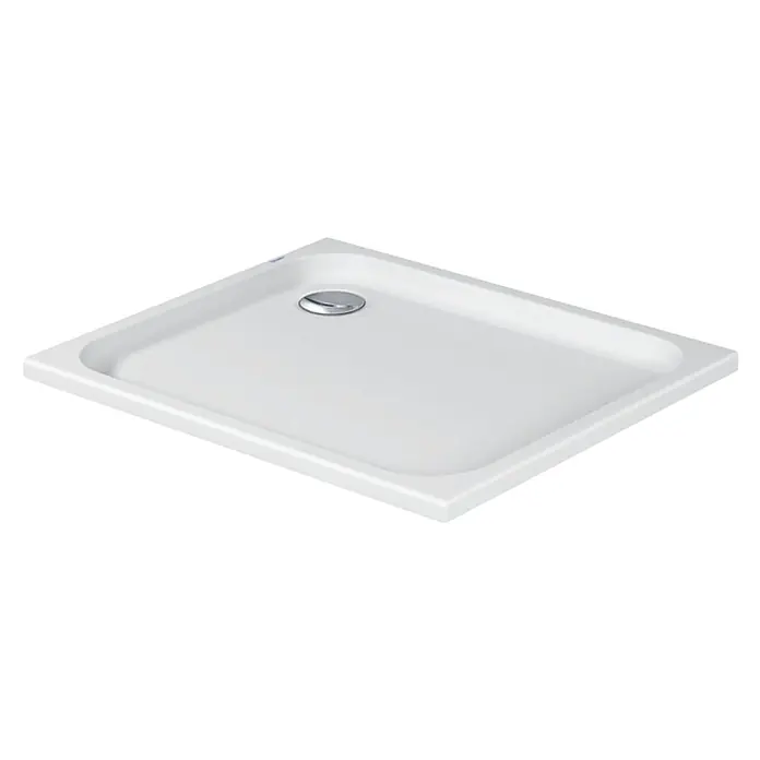 Duravit D-Code Duschwanne - L x B: 100 x 80 cm, Kunststoff, Weiß, Ohne Antirutsch-Oberfläche, Rechteckig - Eine moderne, rechteckige Duschwanne in strahlendem Weiß mit einem eleganten, eingelassenen Abfluss. Ideal für ein stilvolles Badezimmer.