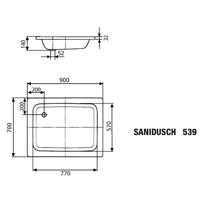 Kaldewei Duschwanne Sanidusch 539  (90 x 70 cm, Stahl-Email, Weiß)