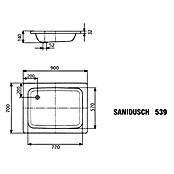 Kaldewei Duschwanne Sanidusch 539  (90 x 70 cm, Stahl-Email, Weiß)