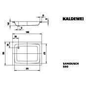 Kaldewei Duschwanne Sanidusch 550 (100 x 80 cm, Stahl-Email, Weiß)