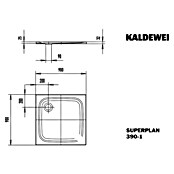 Kaldewei Duschwanne Superplan 390-1  (90 x 90 cm, Ohne Styroporträger, Stahl-Email, Weiß)