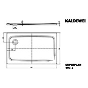 Kaldewei Duschwanne Superplan 403-1  (120 x 75 cm, Ohne Styroporträger, Stahl-Email, Weiß)