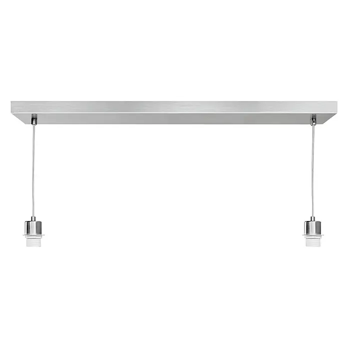Home Sweet Home Pendelleuchte Beam 2s - L x H: 55 x 99 cm, Chrom matt, Anzahl Leuchtmittel: 2 Stk. - Silberne Deckenleuchte mit zwei Pendeln und Fassungen für Leuchtmittel. Das minimalistische Design passt gut in moderne Umgebungen.