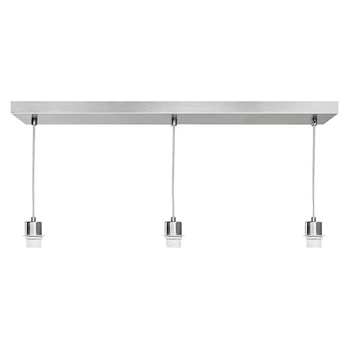 Home Sweet Home Pendelleuchte Beam 3s - L x H: 65 x 99 cm, Chrom matt, Anzahl Leuchtmittel: 3 Stk. - Rechteckige Deckenleuchte mit drei Pendelleuchten mit Chromdetails und Fassungen für Leuchtmittel. Ideal für moderne Innenräume.
