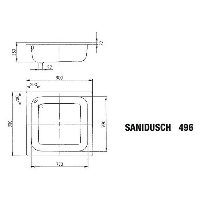 Kaldewei Duschwanne Sanidusch 496 (90 x 90 cm, Stahl-Email, Weiß)