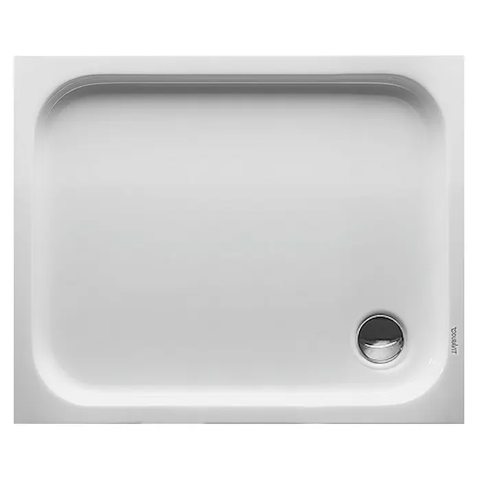 Duravit D-Code Duschwanne - L x B: 100 x 80 cm, Kunststoff, Weiß, Mit Antirutsch-Oberfläche, Rechteckig - Rechteckige Duschwanne aus weißem Sanitäracryl von Duravit mit Chromablauf für ein modernes Badezimmerdesign.