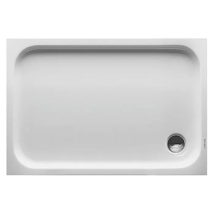 Duravit D-Code Duschwanne - L x B: 120 x 80 cm, Kunststoff, Weiß, Mit Antirutsch-Oberfläche, Rechteckig - Rechteckige, weiße Duschwanne von Duravit mit abgerundeten Ecken und einem runden Abfluss. Elegantes Design für moderne Badezimmer.