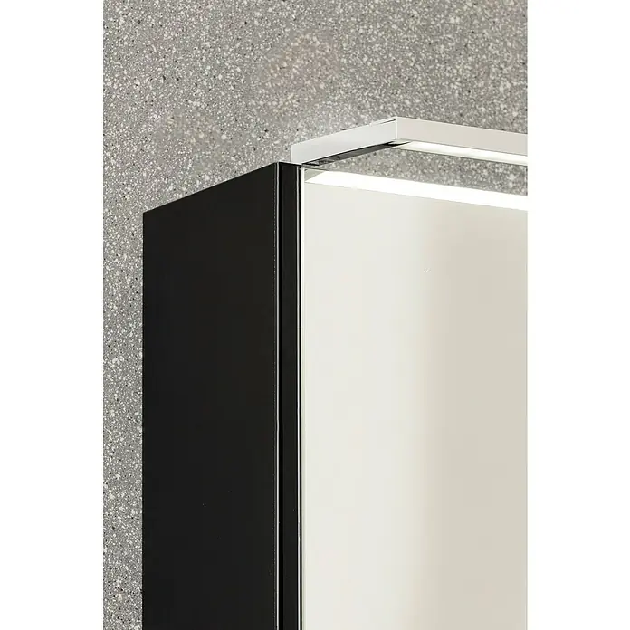 Camargue Stella K Badmöbel-Set K23S - Gesamtbreite Badmöbel: 80 cm, Schwarz, Matt - Schwarzer Spiegelschrank mit Beleuchtung, ideal für Badezimmer. Elegantes Design kombiniert Funktionalität mit Stil.