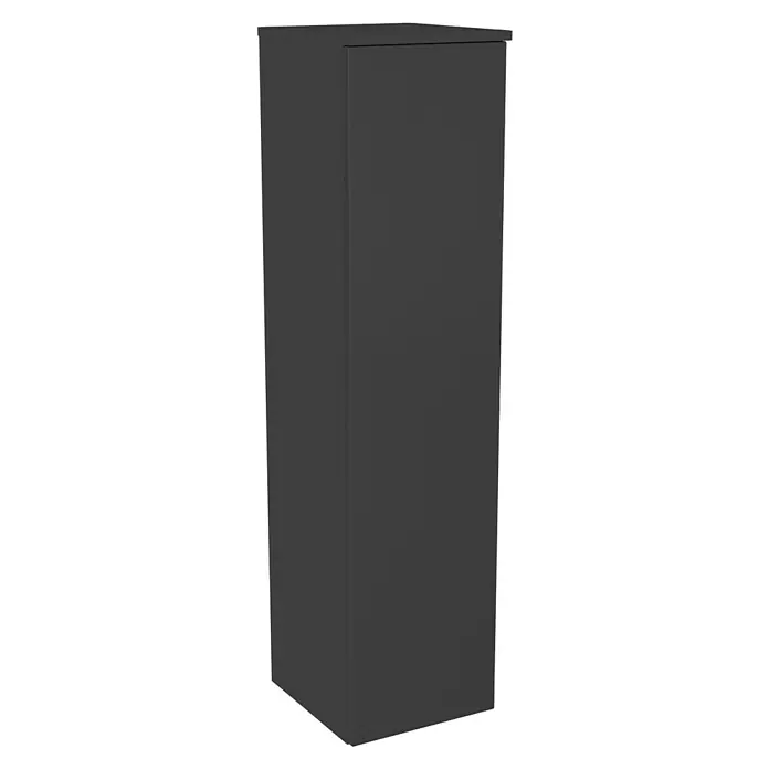Camargue Stella K Midischrank - 31,2 x 32,5 x 121,4 cm, Schwarz, DIN Anschlag: Rechts - Eine elegante, dunkle Kommode mit einer glatten Oberfläche. Ideal für moderne Wohnräume, bietet sie stilvollen Stauraum.
