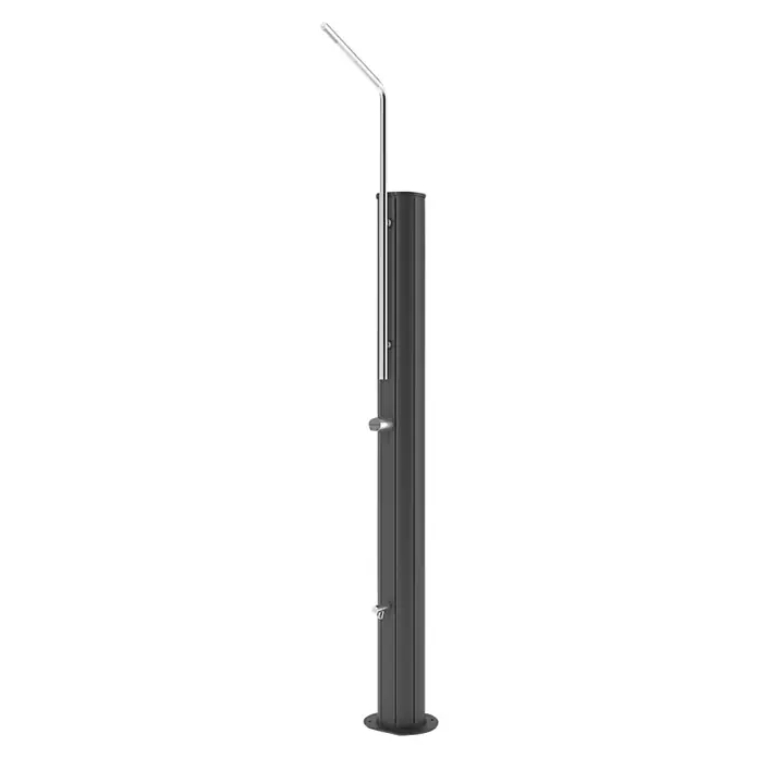 Gre Ducha solar 30 L - Altura: 220 cm, Acero inoxidable, Negro/plateado, 30 l - Ducha de exterior de material oscuro con accesorios plateados. Un producto práctico y moderno para el jardín o la piscina.