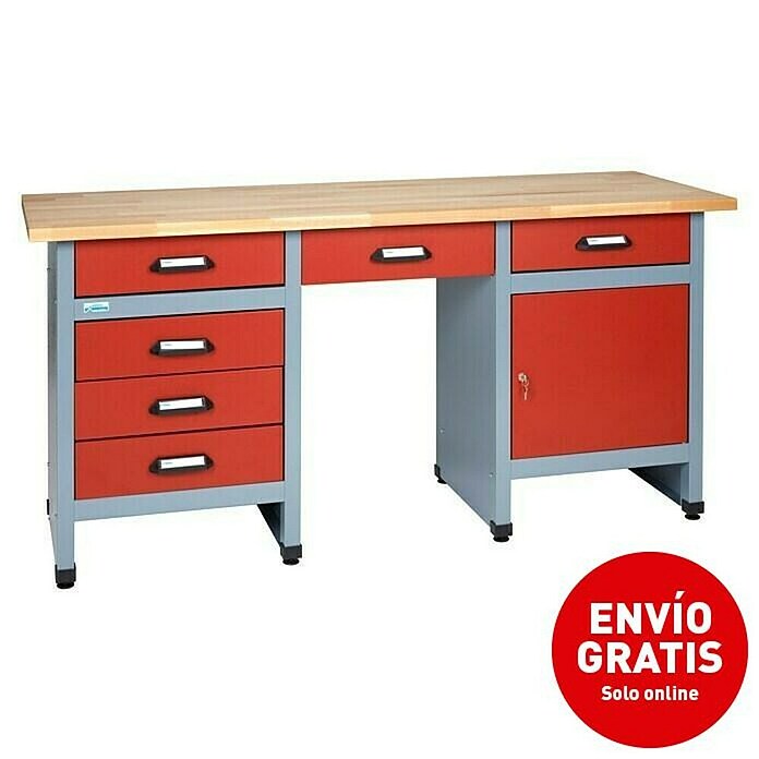 Küpper Banco de trabajo (L x An x Al: 60 x 170 x 84 cm, Número de cajones: 6 cajones)