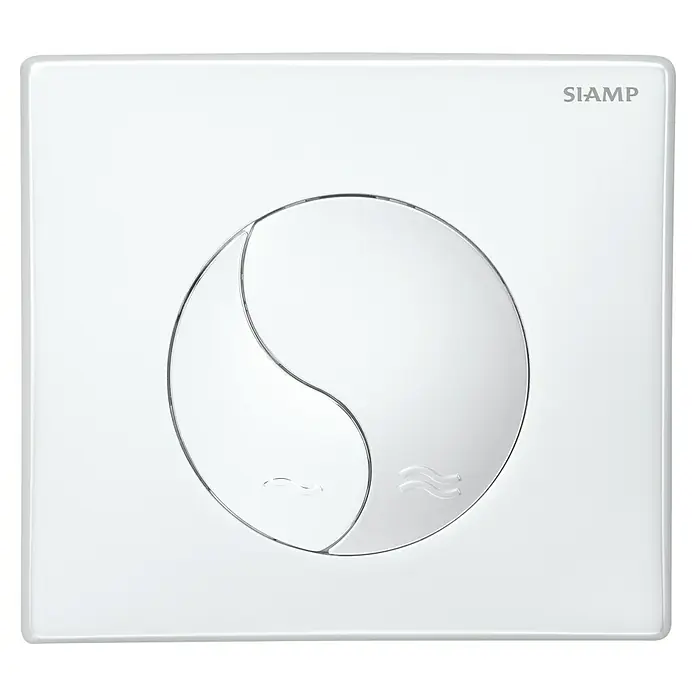 Siamp Betätigungsplatte Ying Yang - Weiß, 2-Mengen-Spülung - Ein weißer Siamp Spültaster mit zwei Tasten in Yin-Yang-Form für unterschiedliche Spülmengen, ideal für moderne Badezimmer.