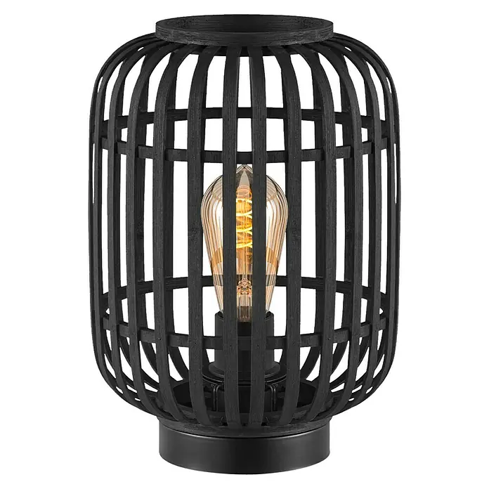 Home Sweet Home Bamboo Tischleuchte - 10 W, L x B x H: 21,5 x 21,5 x 30 cm, Schwarz, E27 - Elegante schwarze Tischleuchte mit einem auffälligen, lampenförmigen Design, das jedem Raum einen Hauch von modernem Stil verleiht.