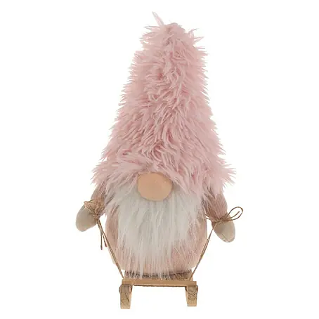 Figura LED navideña Gnomo rosa