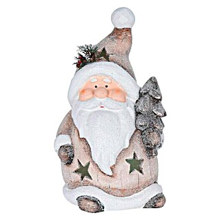 Figura decorativa LED Papá Noel con estrellas (Altura: 34 cm, Gris)