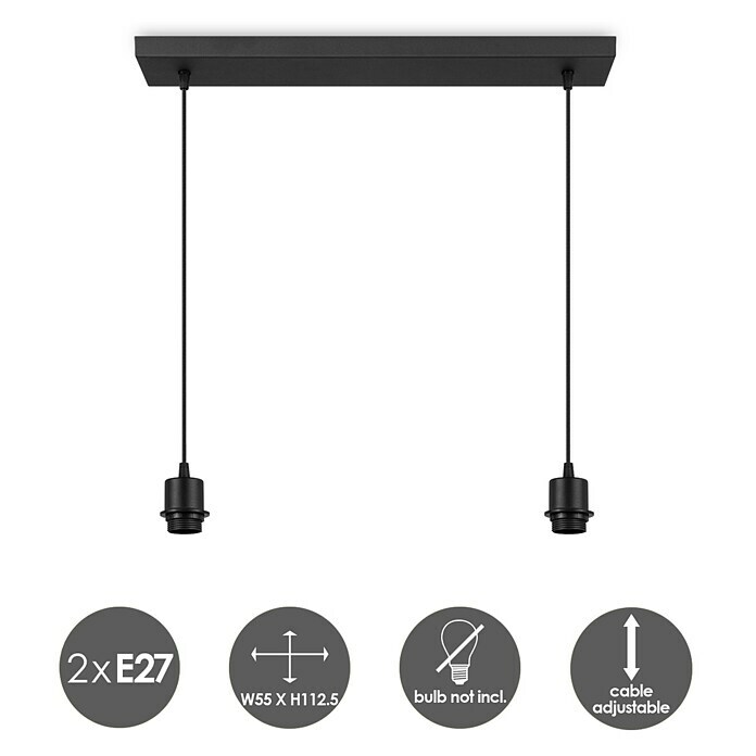 Home Sweet Home Pendelleuchte Beam (10 W, L x B x H: 9,5 x 55 x 112,5 cm, Schwarz, E27) | BAUHAUS