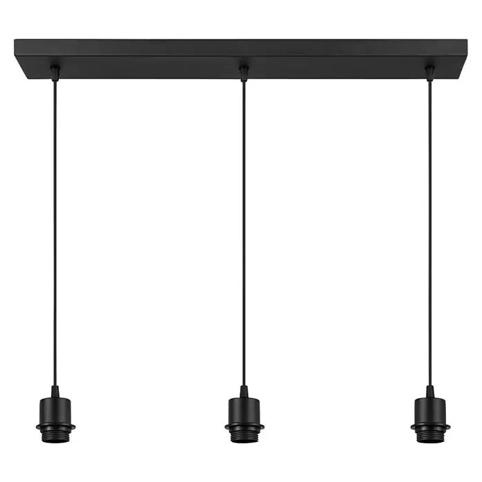 Home Sweet Home Pendelleuchte Pendelleuchte - Beam - 10 W, L x B x H: 9,5 x 65 x 112,5 cm, Schwarz, E27 - Schwarze Dreifach-Hängeleuchte mit Textilkabeln, ideal für moderne Innenräume und stilvolle Beleuchtungslösungen.