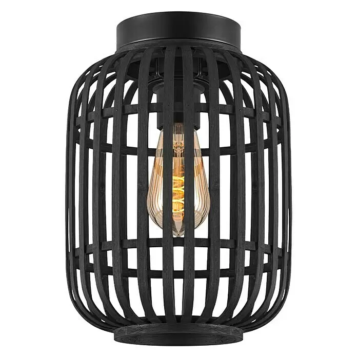 Home Sweet Home Bamboo Deckenleuchte10 W, L x B x H: 21,5 x 21,5 x 30 cm, Schwarz, E27