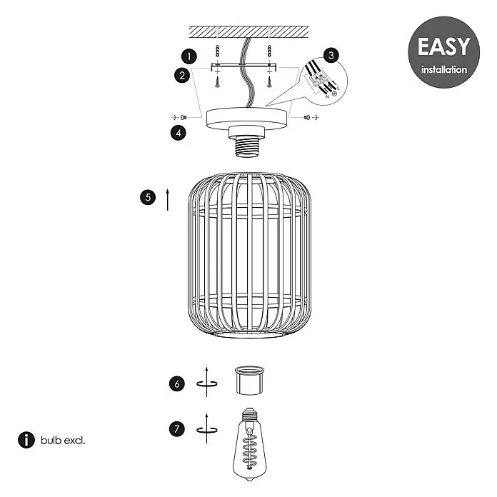 Home Sweet Home Bamboo Deckenleuchte10 W, L x B x H: 21,5 x 21,5 x 30 cm, Natur, E27